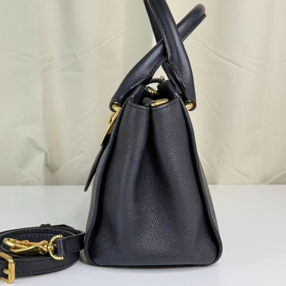 Burberry Black Leather Buckle Shoulder Bag Crossbody with Gold Tone Hardware - Picture 2 of 10